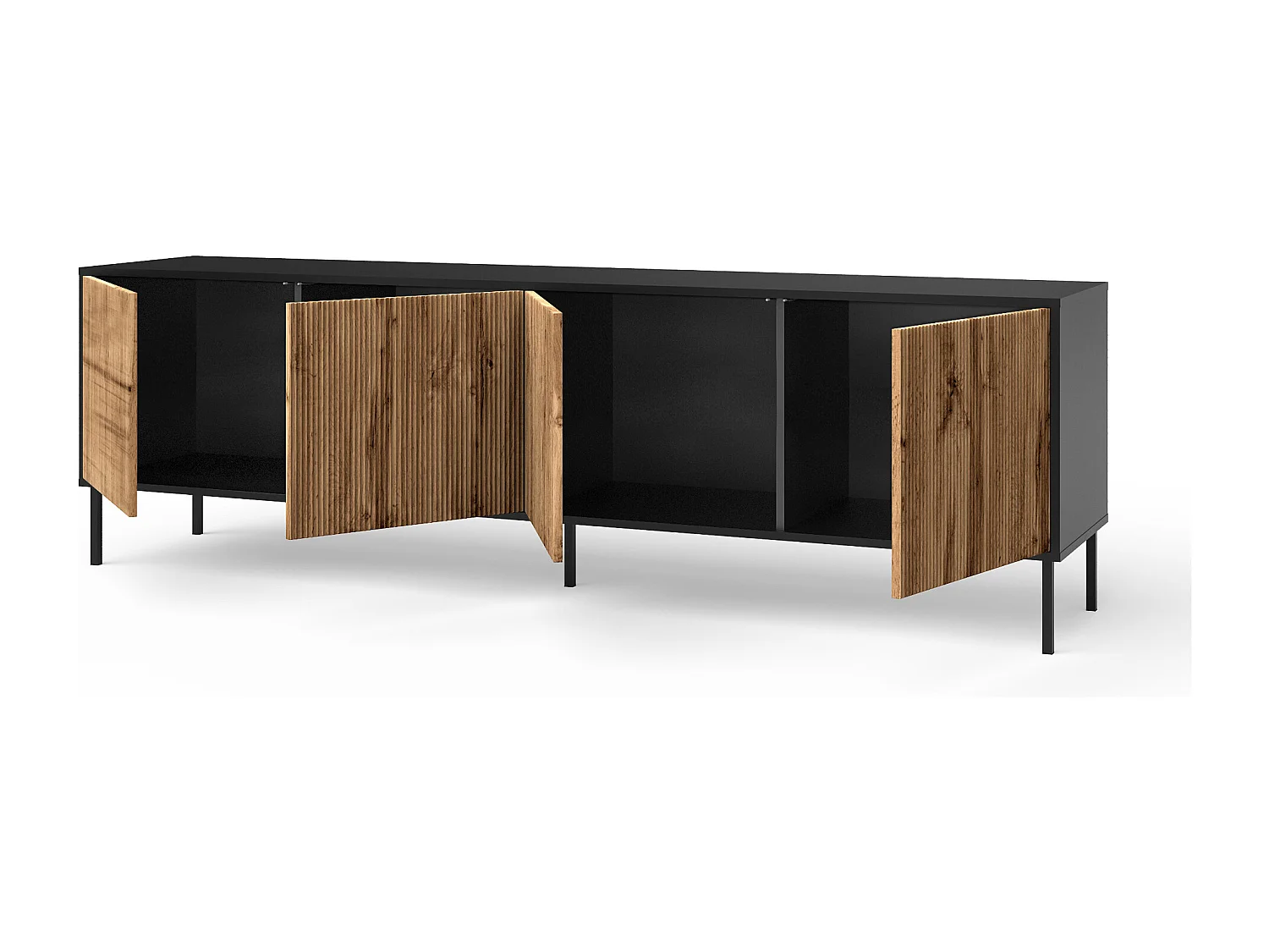 Buffet BUDAPEST-S com 4 portas preto/carvalho