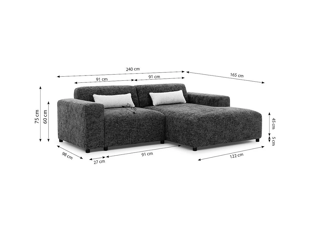 AX LIVING Beige Eckcouch Jughlio in L-Form 240cm modern & stilvoll R