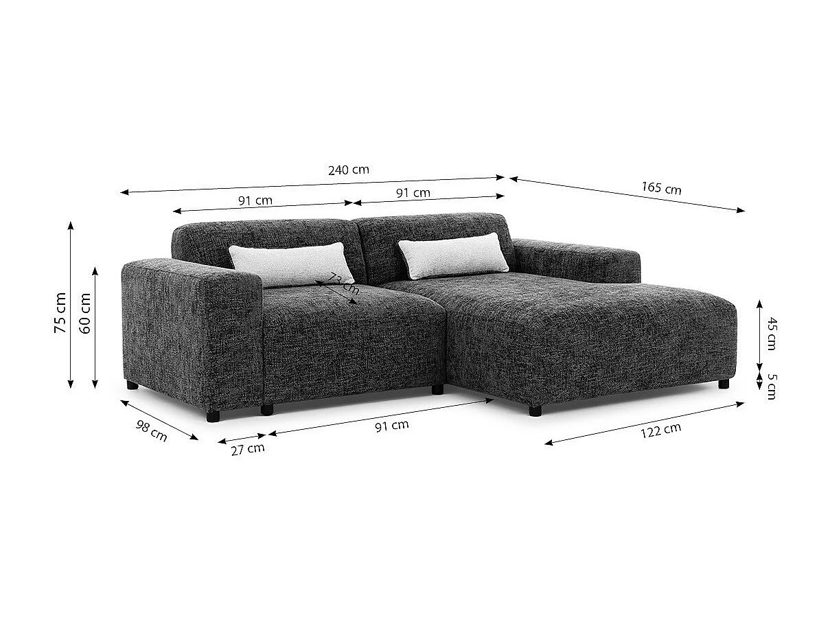 AX LIVING Beige Eckcouch Jughlio in L-Form 240cm modern & stilvoll R