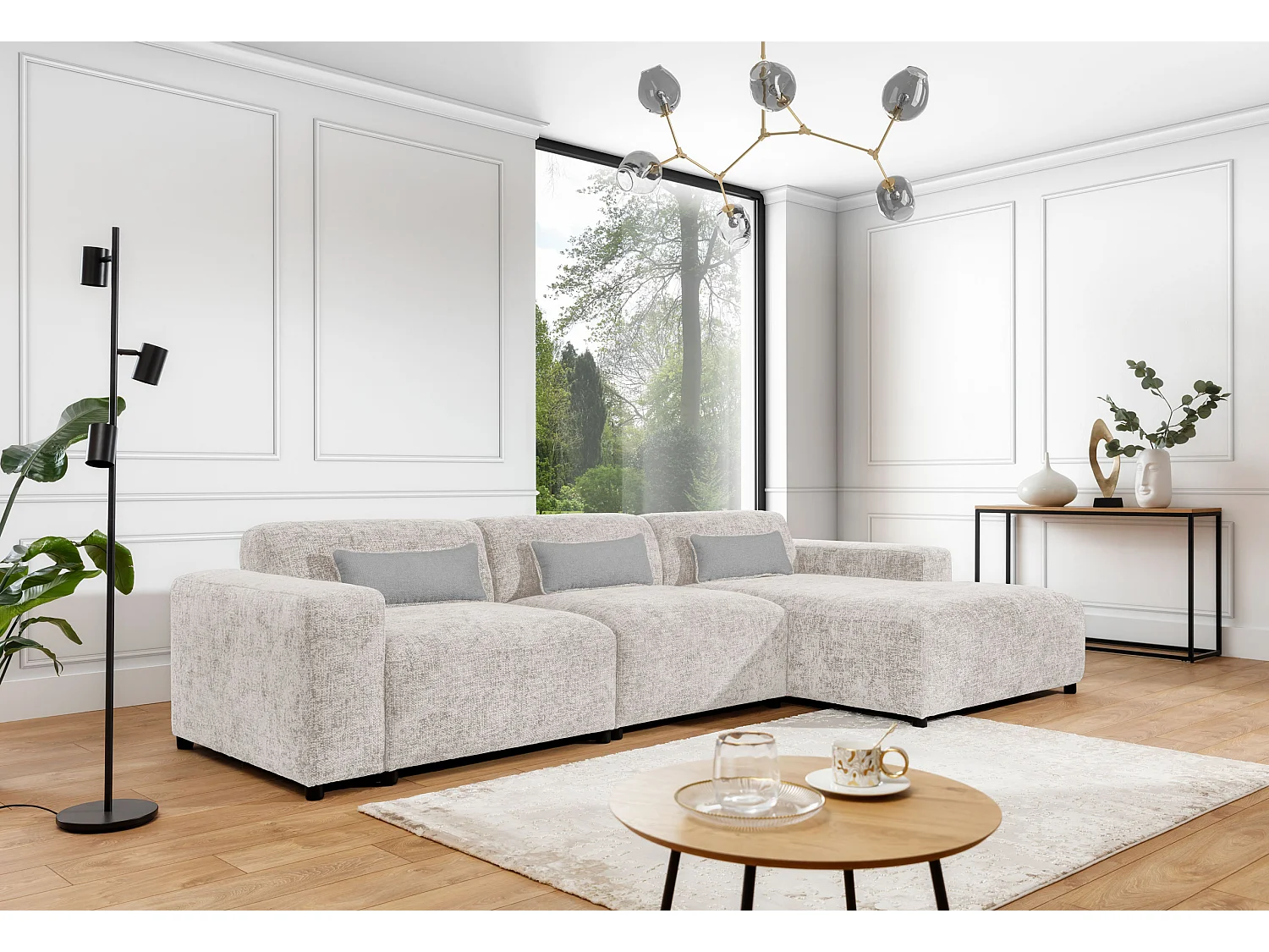 AX LIVING Couch Beige L Form Jughlio, 331cm breit, modern & geräumig R