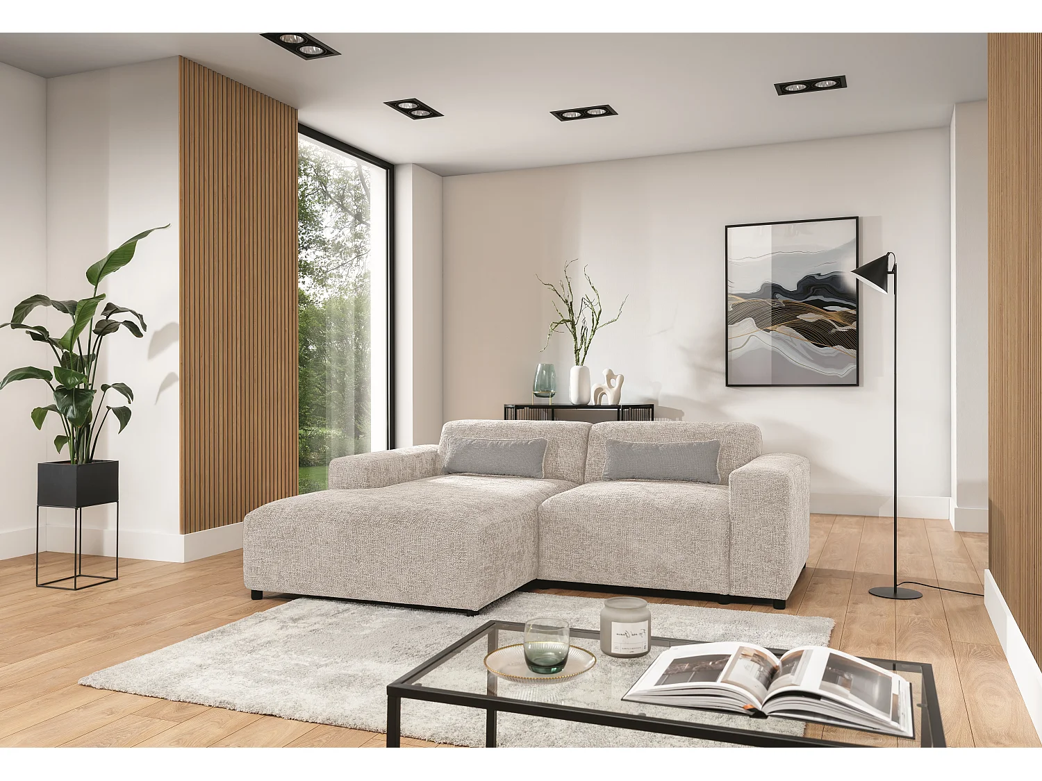 AX LIVING Beige Eckcouch Jughlio in L-Form 240cm modern & stilvoll L