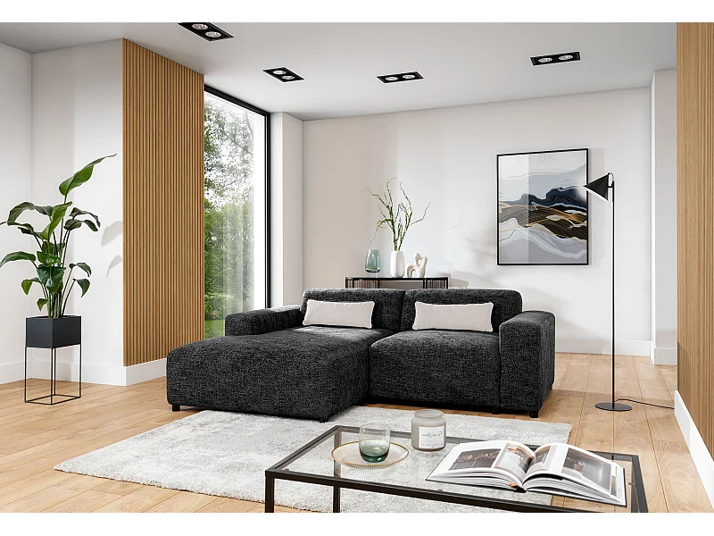 AX LIVING Schwarze Eckcouch Jughlio in L-Form 240cm elegant & modern L