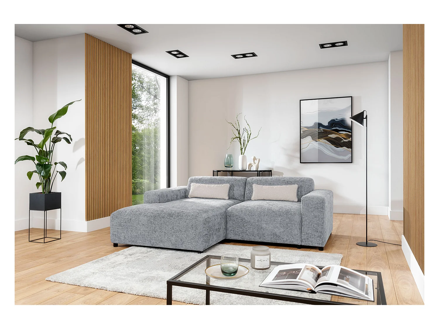 AX LIVING Ecksofa Hellgrau Jughlio, 240cm modern & funktional L