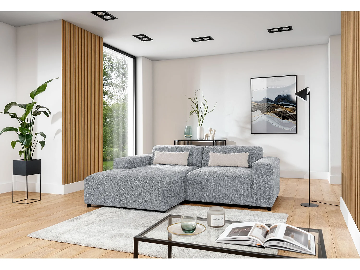 AX LIVING Ecksofa Hellgrau Jughlio, 240cm modern & funktional L