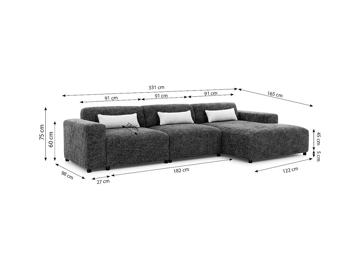 AX LIVING Couch Beige L Form Jughlio, 331cm breit, modern & geräumig L