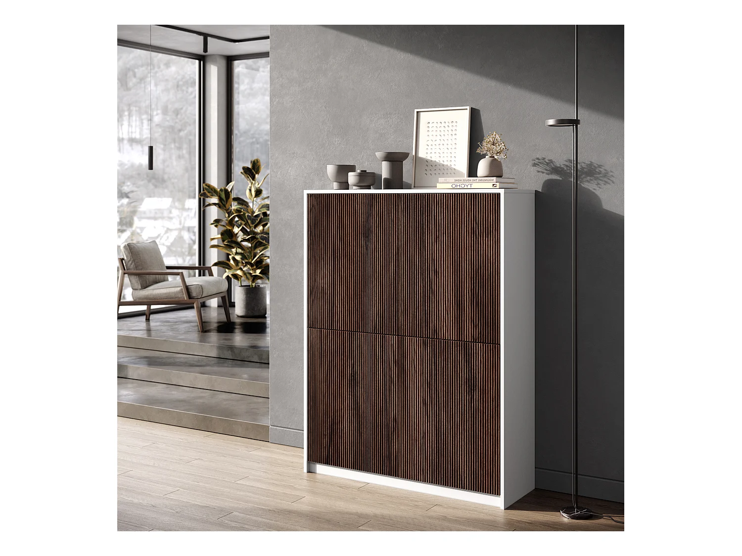 Buffet haut BUDAPEST blanc/chêne Rio