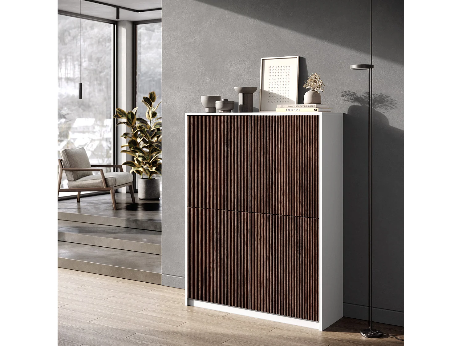 Buffet haut BUDAPEST blanc/chêne Rio