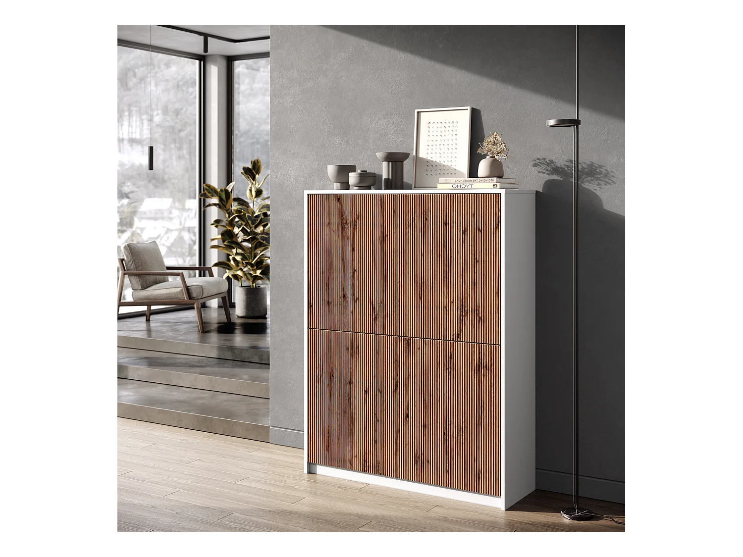 Buffet haut BUDAPEST blanc/chêne