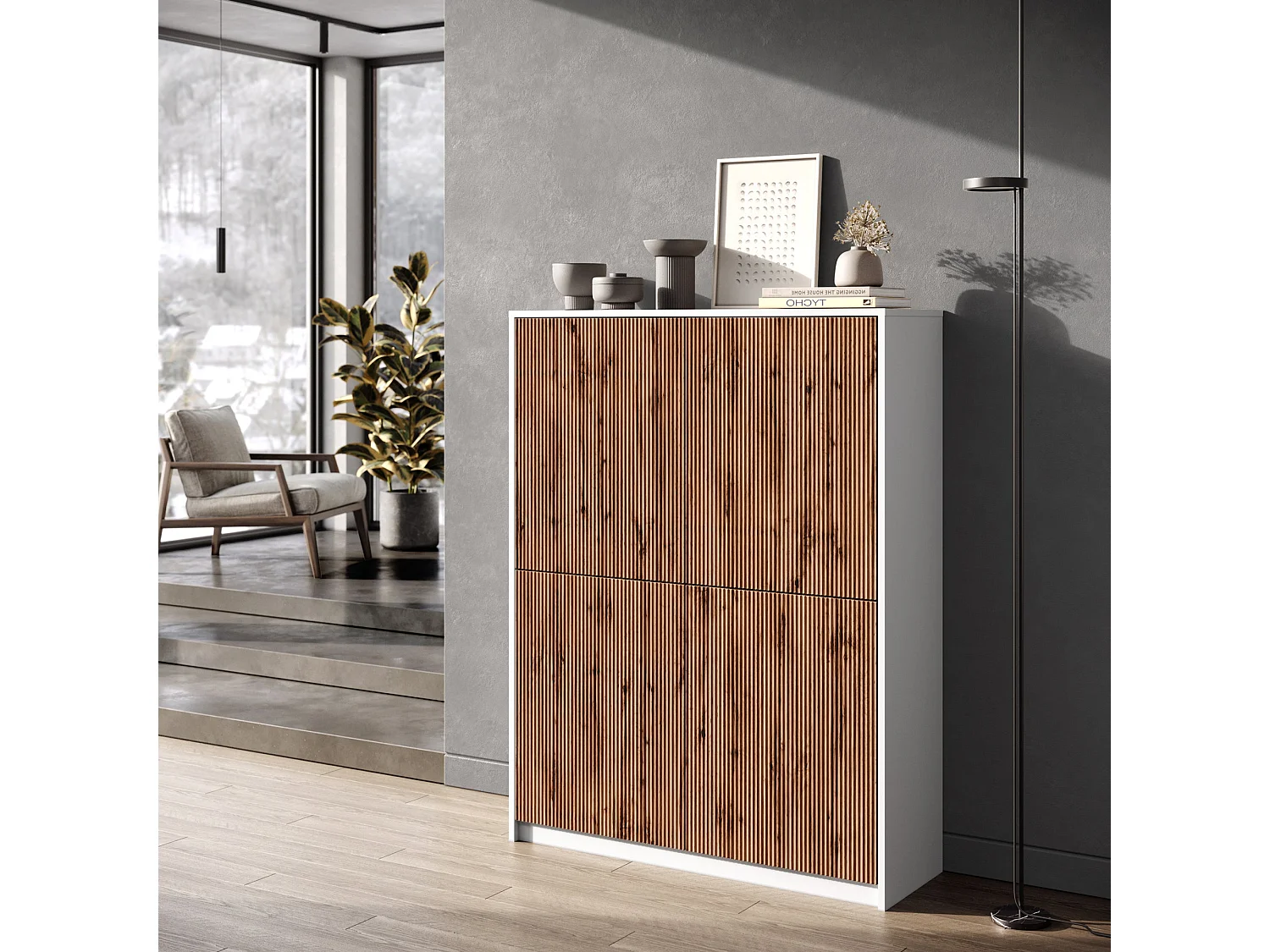 Buffet haut BUDAPEST blanc/chêne