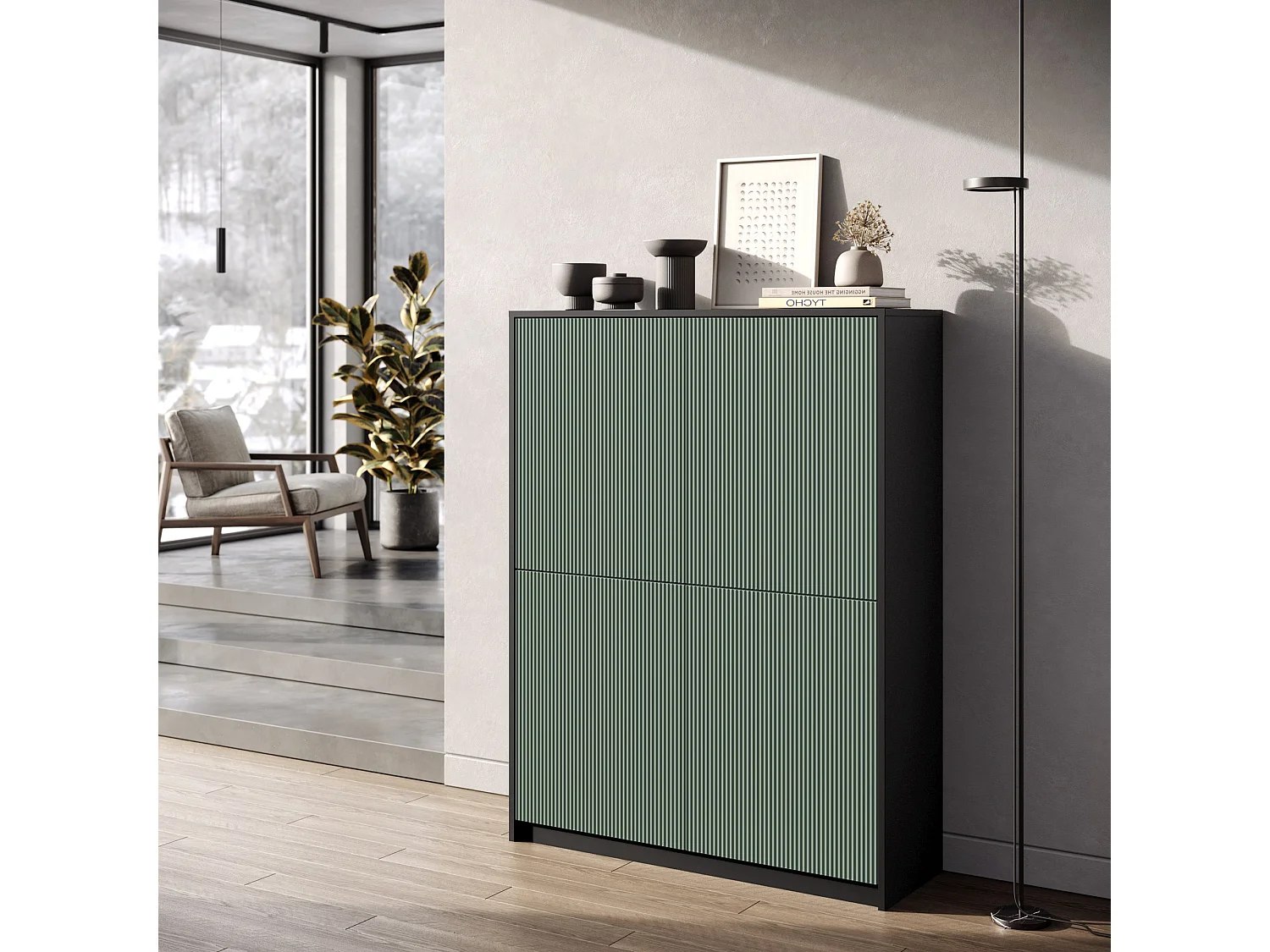 Buffet haut BUDAPEST noir/vert sauge