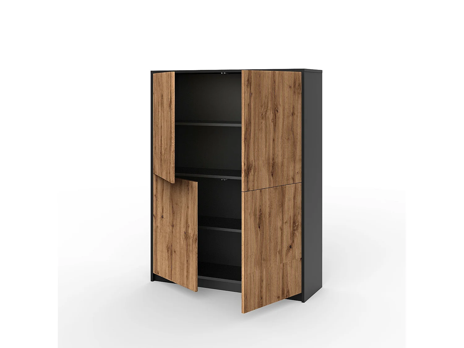 Hoher Sideboard BUDAPEST schwarz/Eiche