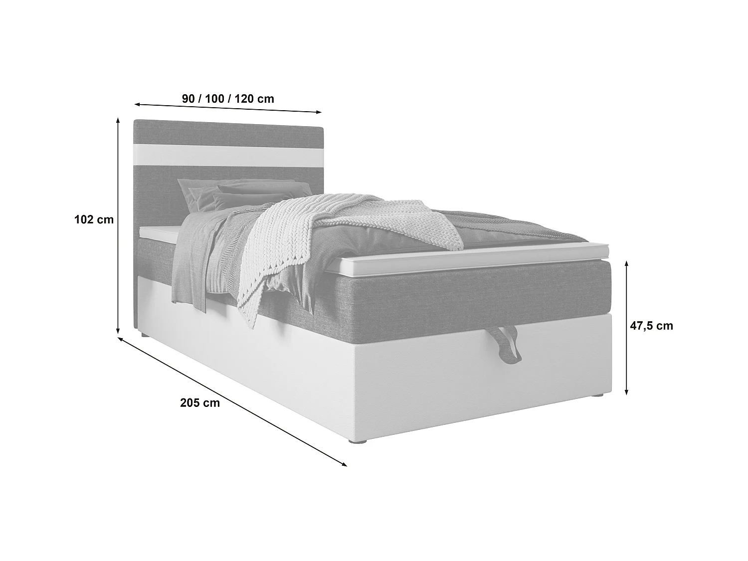 Boxspringbett MODENA 120x200 Kornet 04+d33