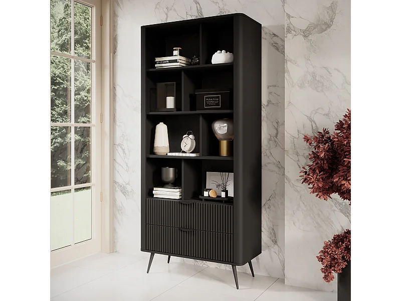 AX LIVING Vespasia modernes Bücherregal 88,2 x 193,8 x 38 cm schwarz