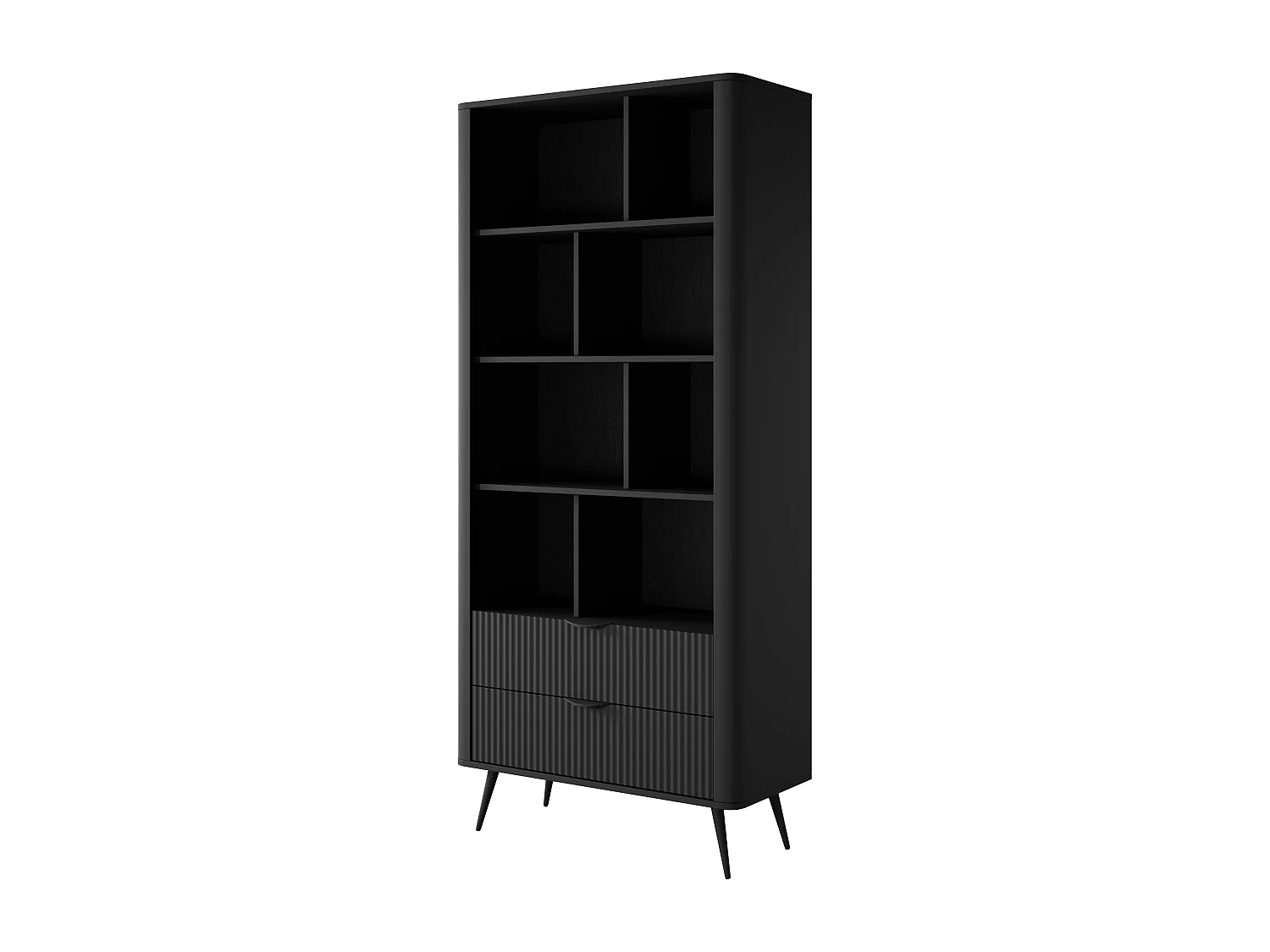 AX LIVING Bibliothèque moderne ouverte noire Vespasia 88,2 x 193,8 cm