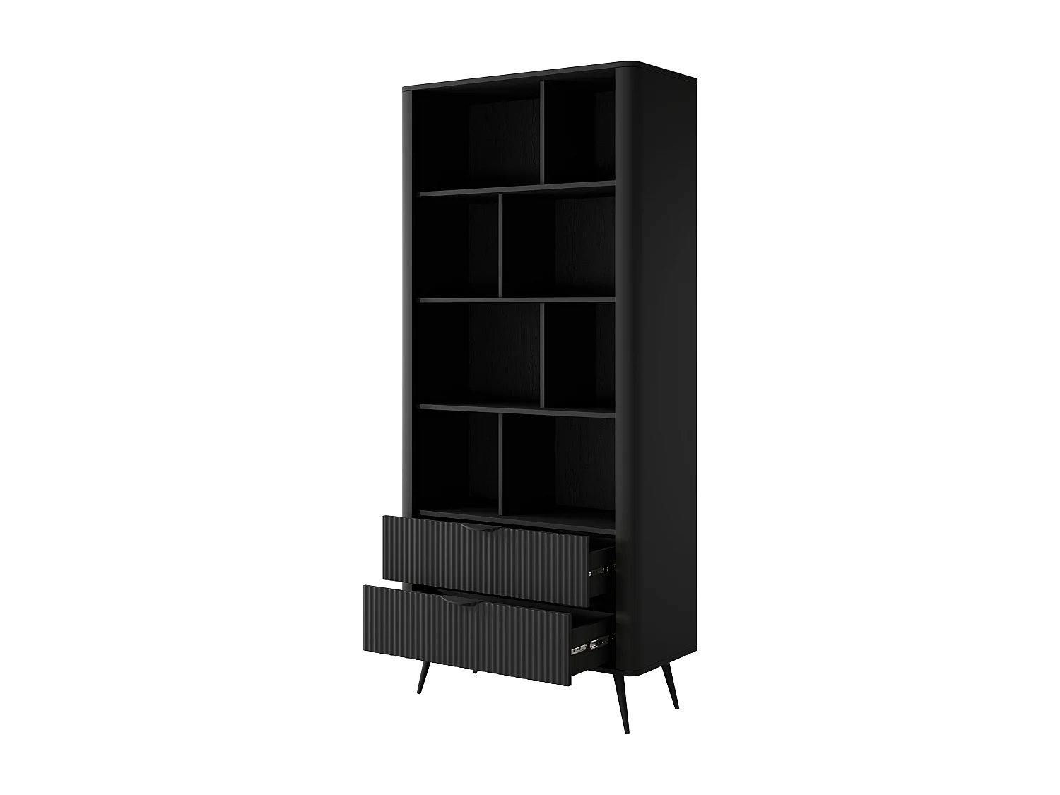 AX LIVING Bibliothèque moderne ouverte noire Vespasia 88,2 x 193,8 cm