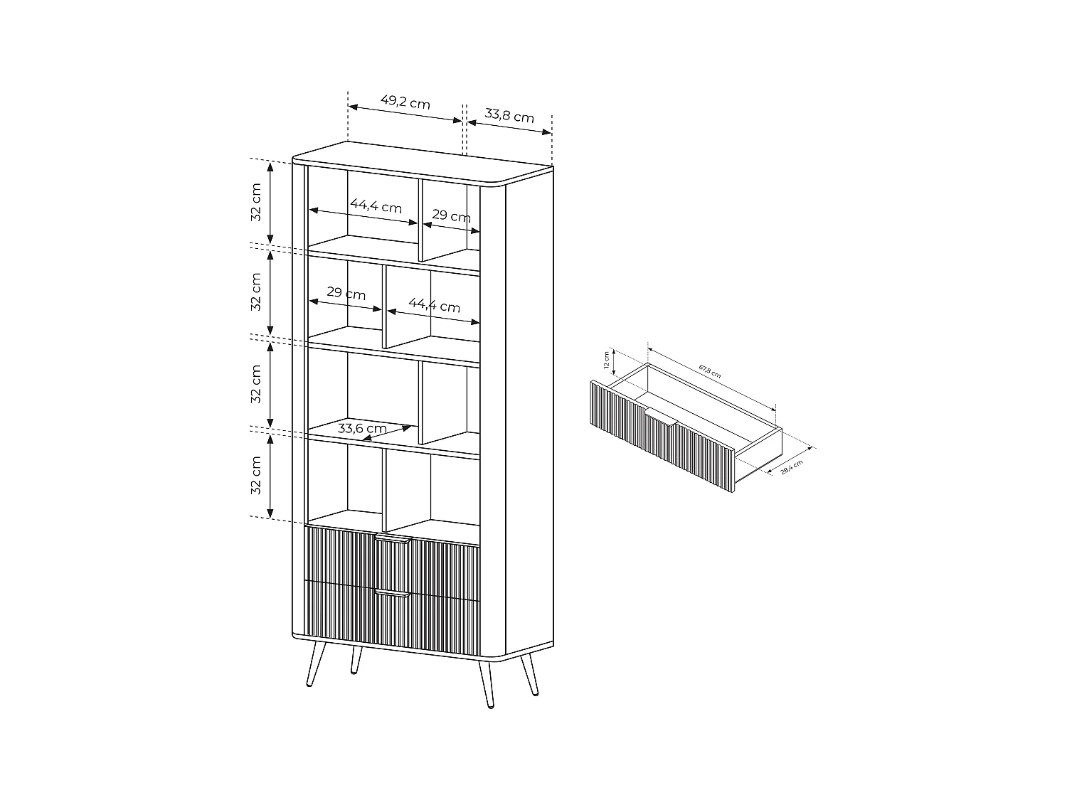 AX LIVING Vespasia offenes modernes Bücherregal B88,2 x H193,8 x T38cm