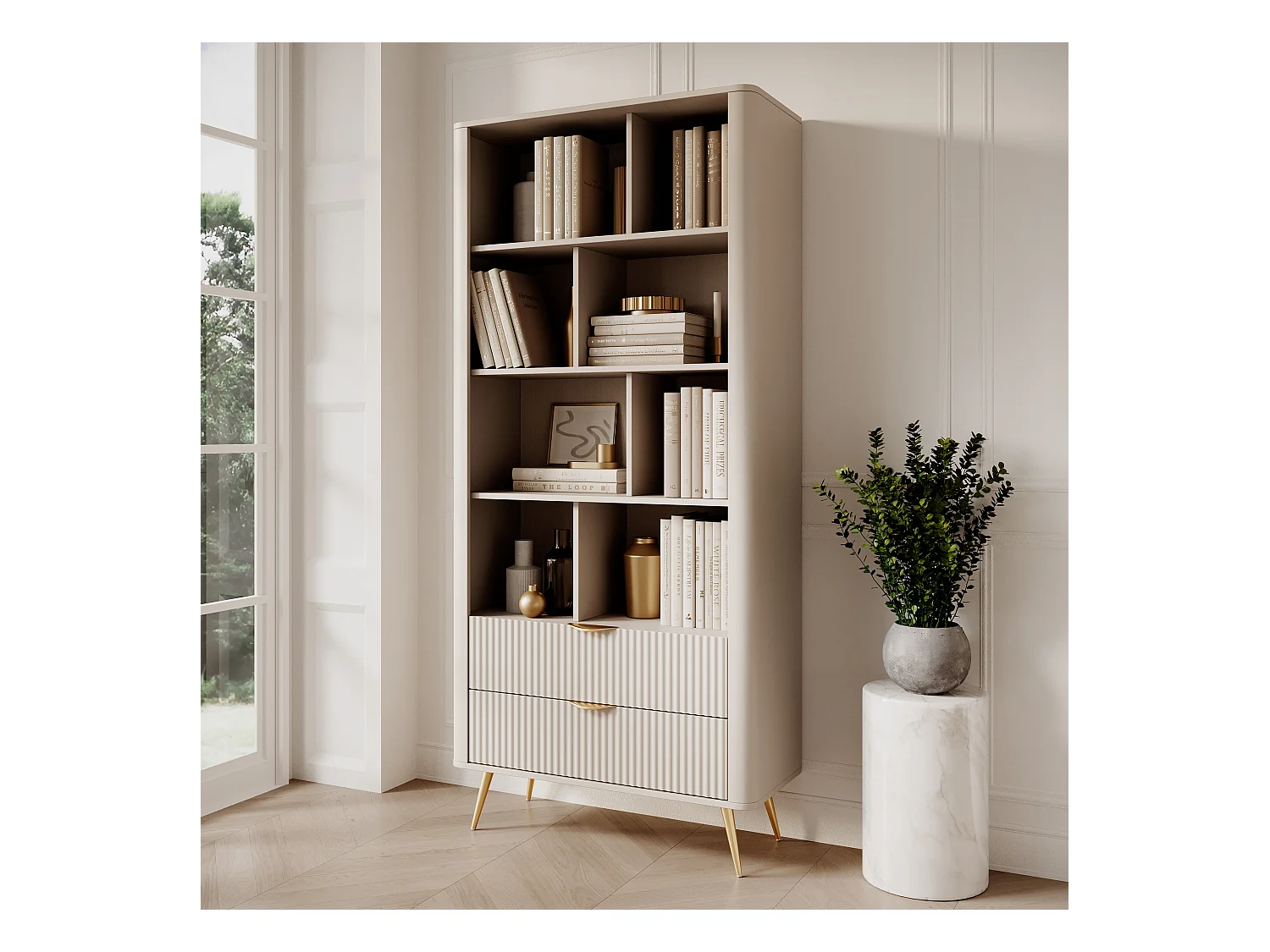 AX LIVING Vespasia offenes modernes Bücherregal B88,2 x H193,8 x T38cm