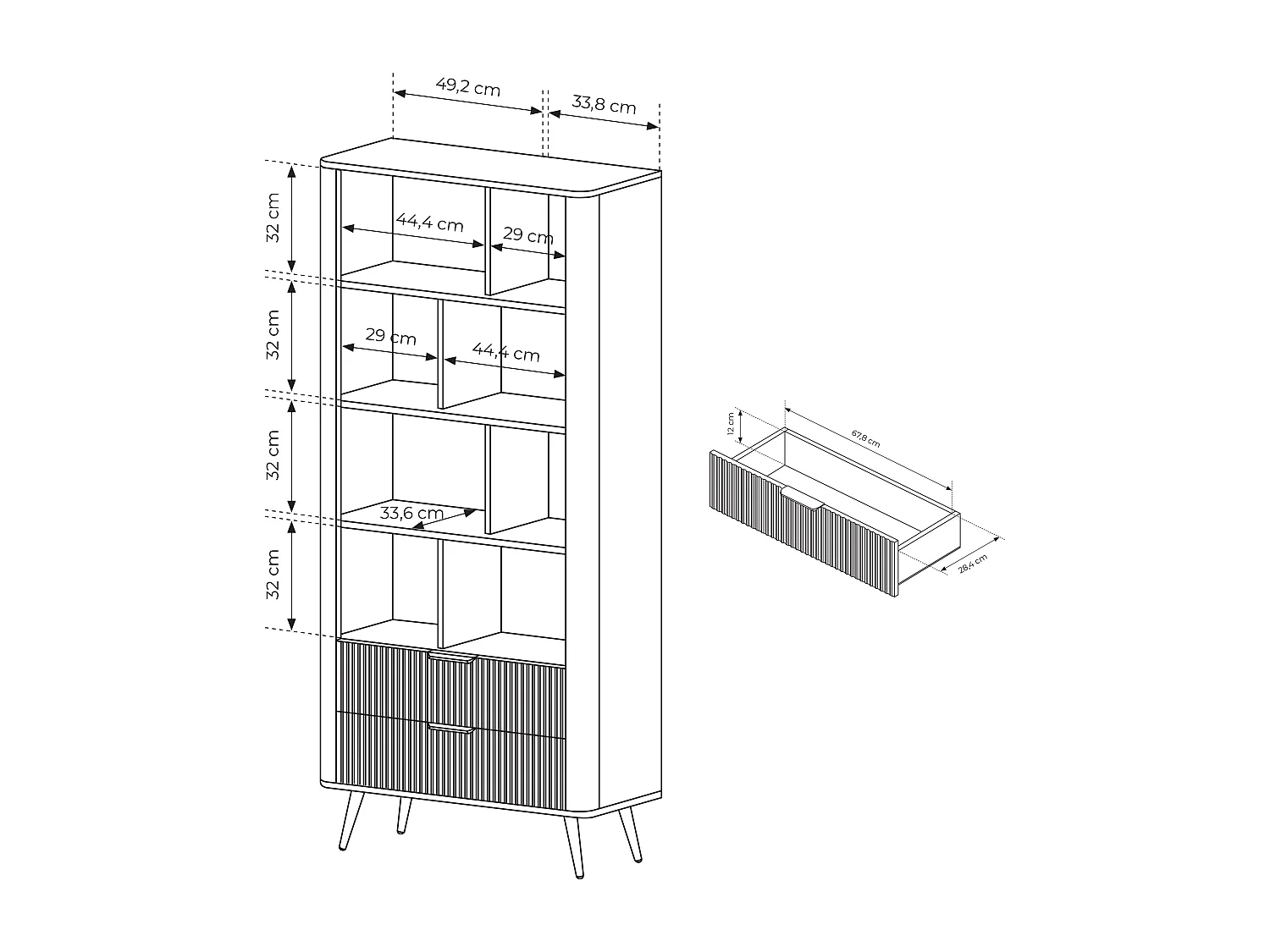 AX LIVING étagère ouverte moderne Vespasia 88,2 x 193,8 x 38 cm beige