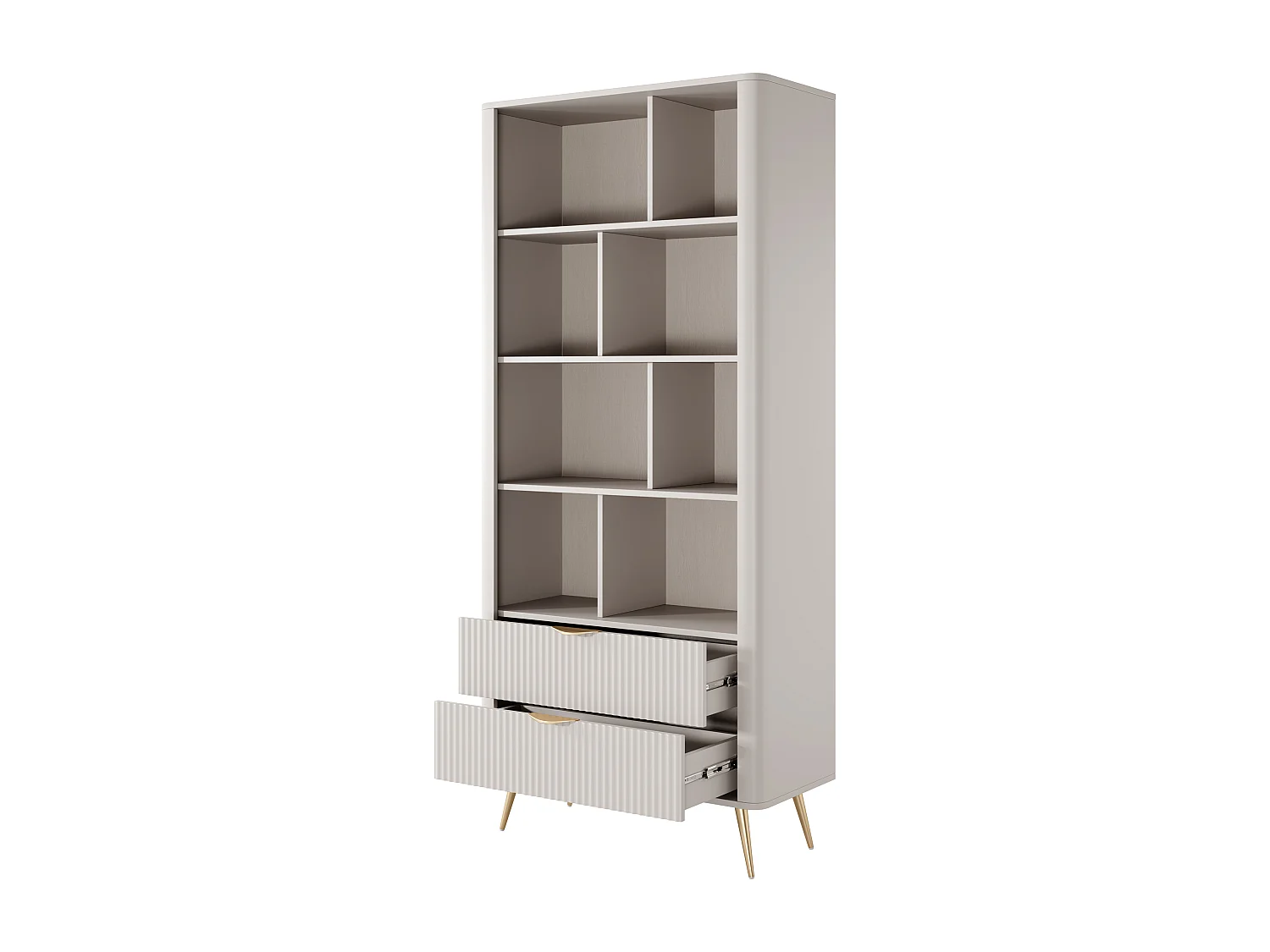 AX LIVING Bibliothèque moderne ouverte beige Vespasia 88,2 x 193,8 cm