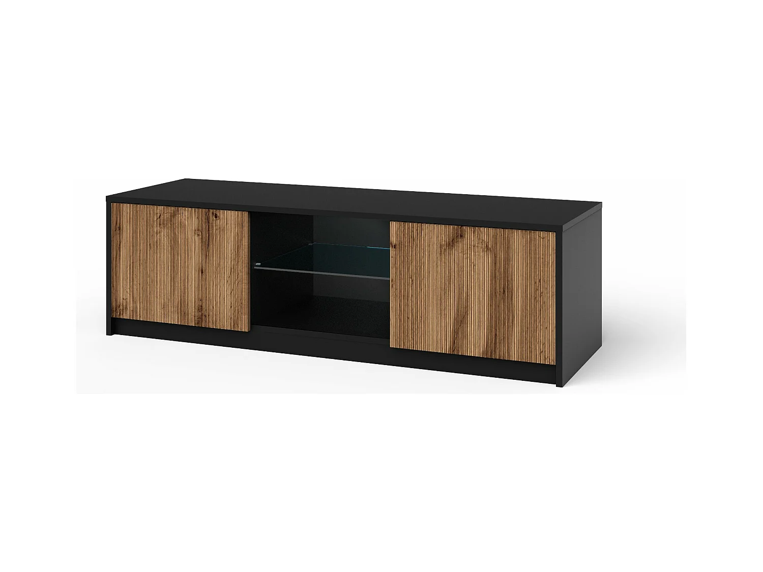 Meuble TV BUDAPEST noir/chêne