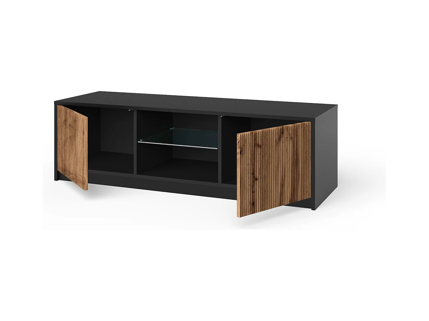 Meuble TV BUDAPEST noir/chêne