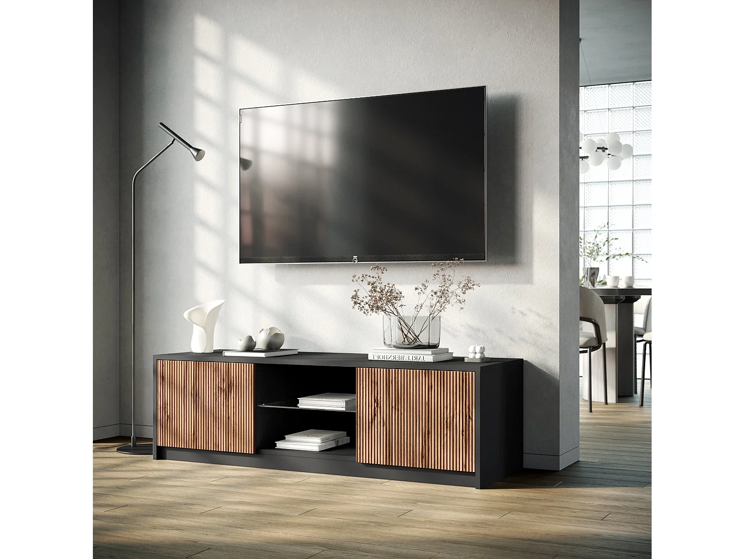 TV-Schrank BUDAPEST schwarz/Eiche