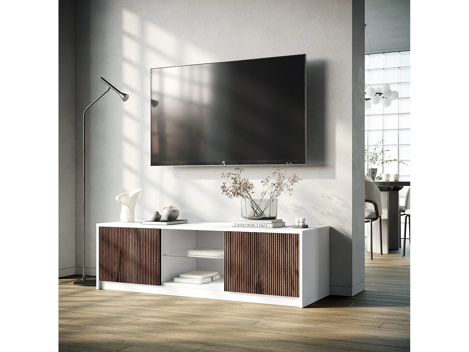 TV-Schrank BUDAPEST weiß/Rio-Eiche