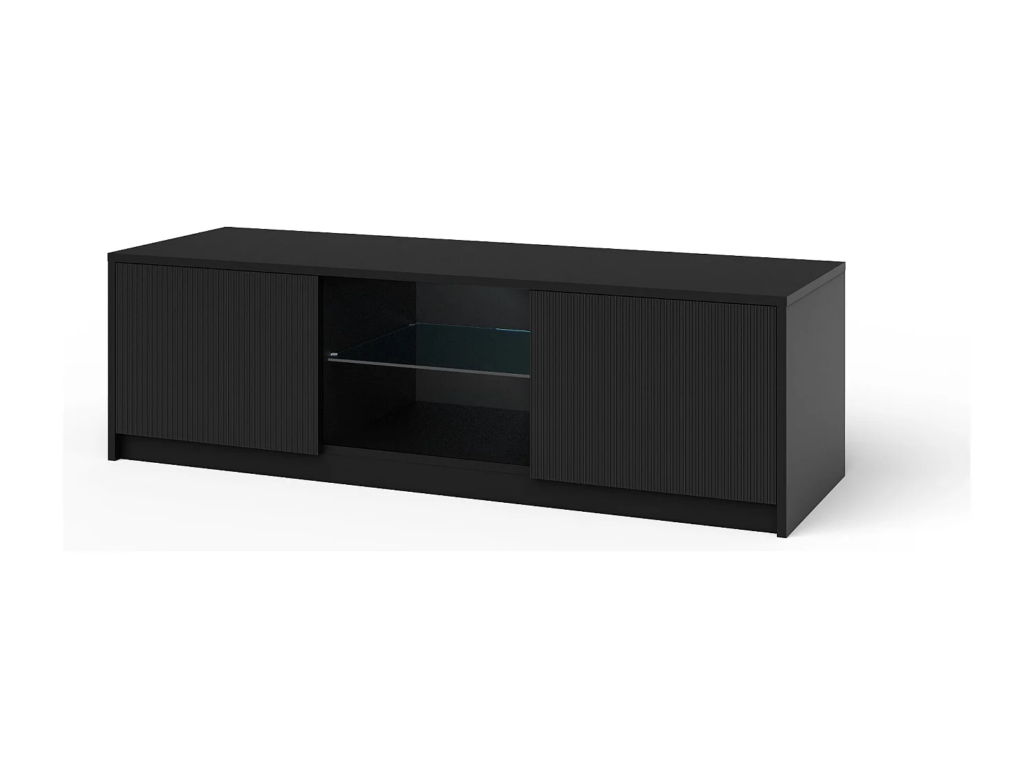 Mueble para TV moderno con frentes ranurados 150x50x45cm Budapest - Negro