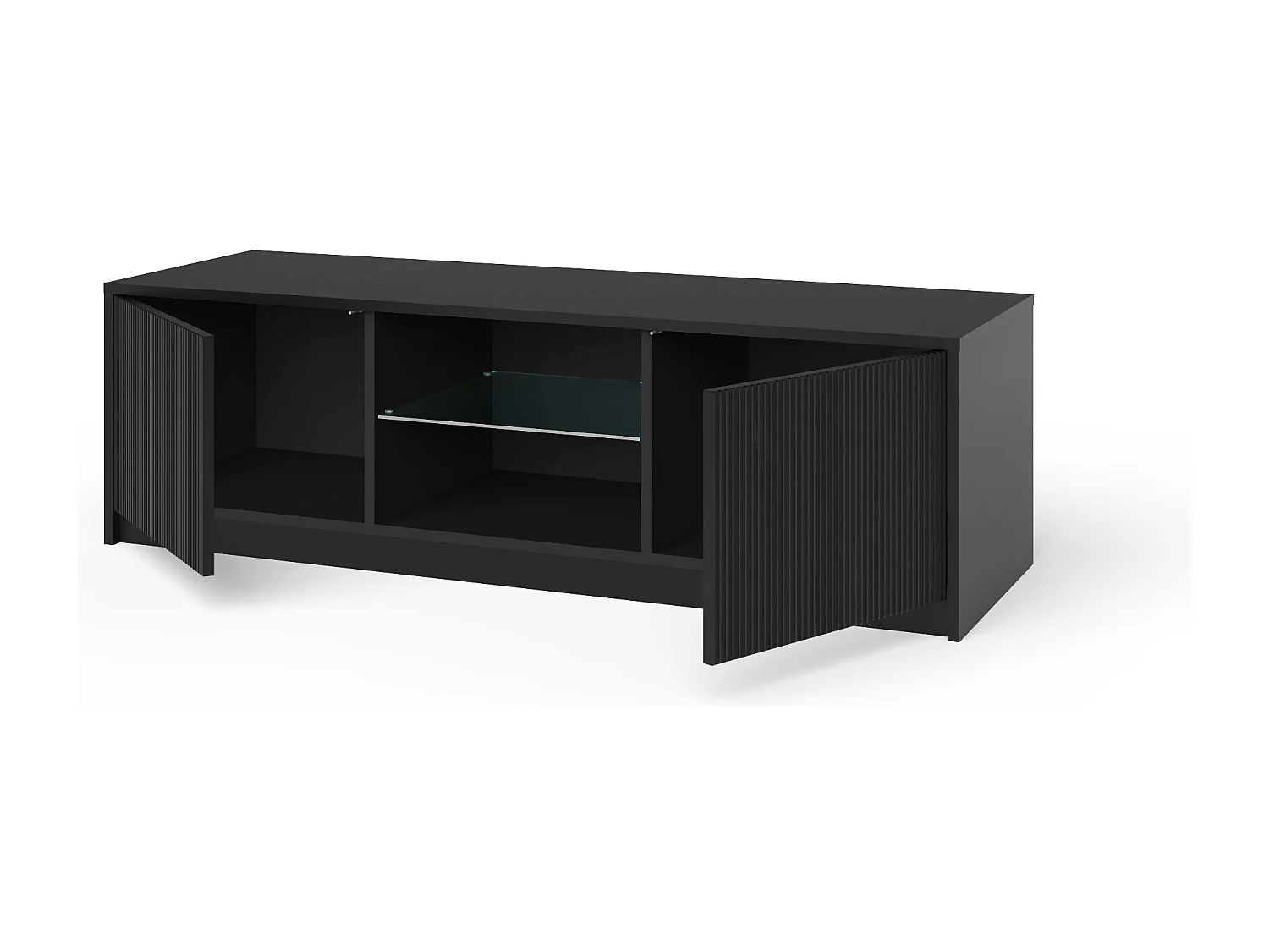 Mueble para TV moderno con frentes ranurados 150x50x45cm Budapest - Negro