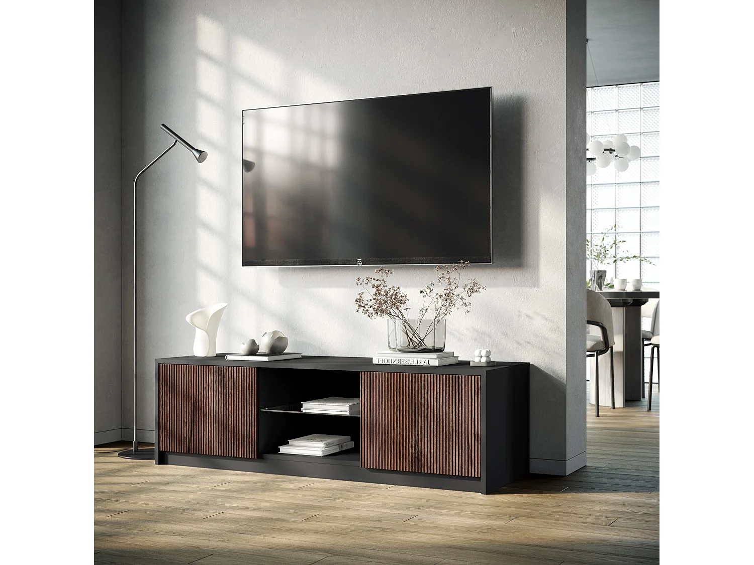 TV-Schrank BUDAPEST schwarz/Rio-Eiche