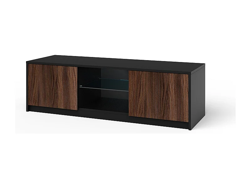 Meuble TV BUDAPEST noir/chêne Rio