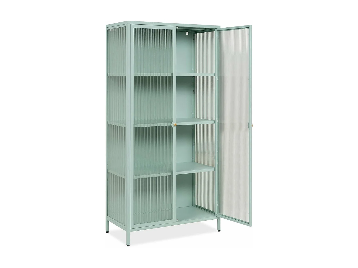 Vetrina in vetro scanalato temperato e acciaio laminato verde menta 2 ante Milton52A 80x40x160H