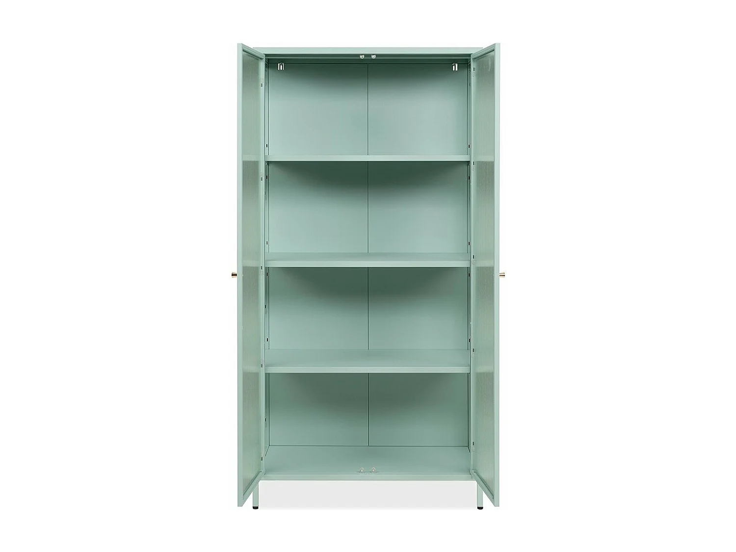 Vetrina in vetro scanalato temperato e acciaio laminato verde menta 2 ante Milton52A 80x40x160H