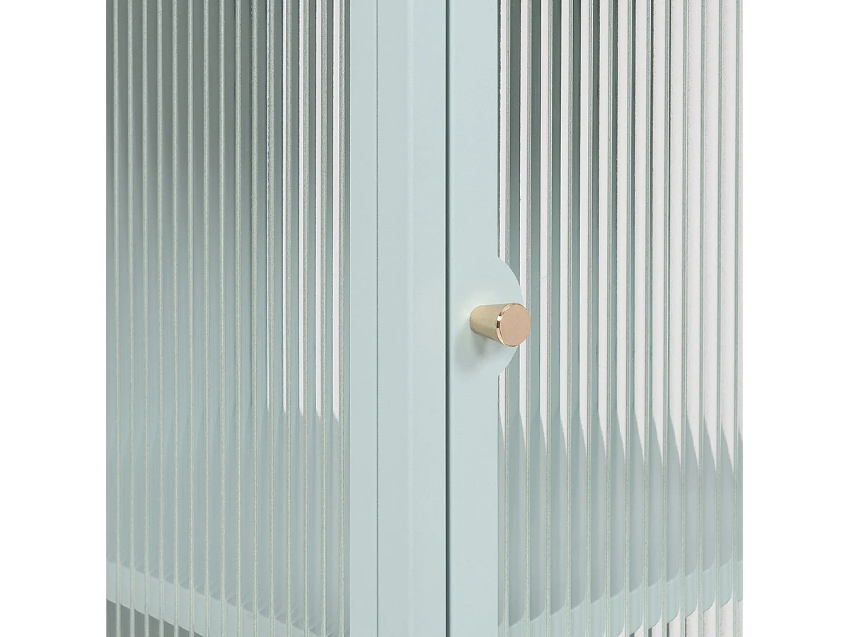 Vetrina in vetro scanalato temperato e acciaio laminato verde menta 2 ante Milton52A 80x40x160H