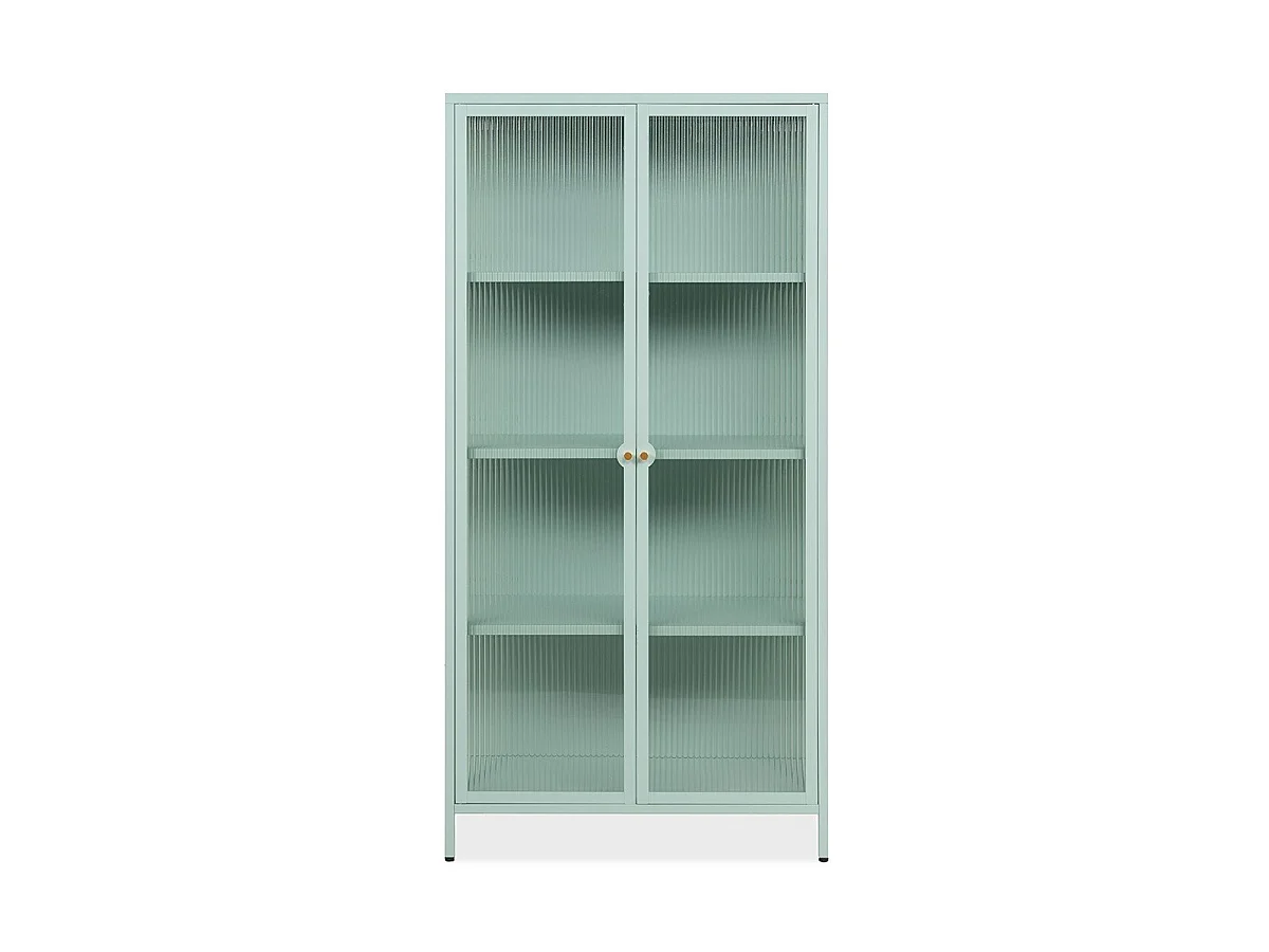 Witryna z 2 szklanymi drzwiami i 3 metalowymi półkami, szerokość 80 cm - MILTON