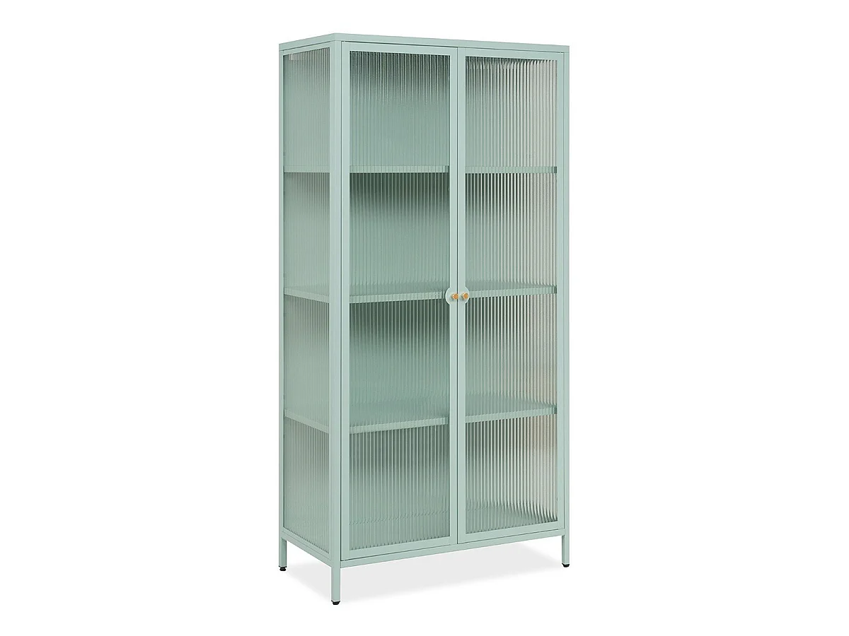 Witryna z 2 szklanymi drzwiami i 3 metalowymi półkami, szerokość 80 cm - MILTON