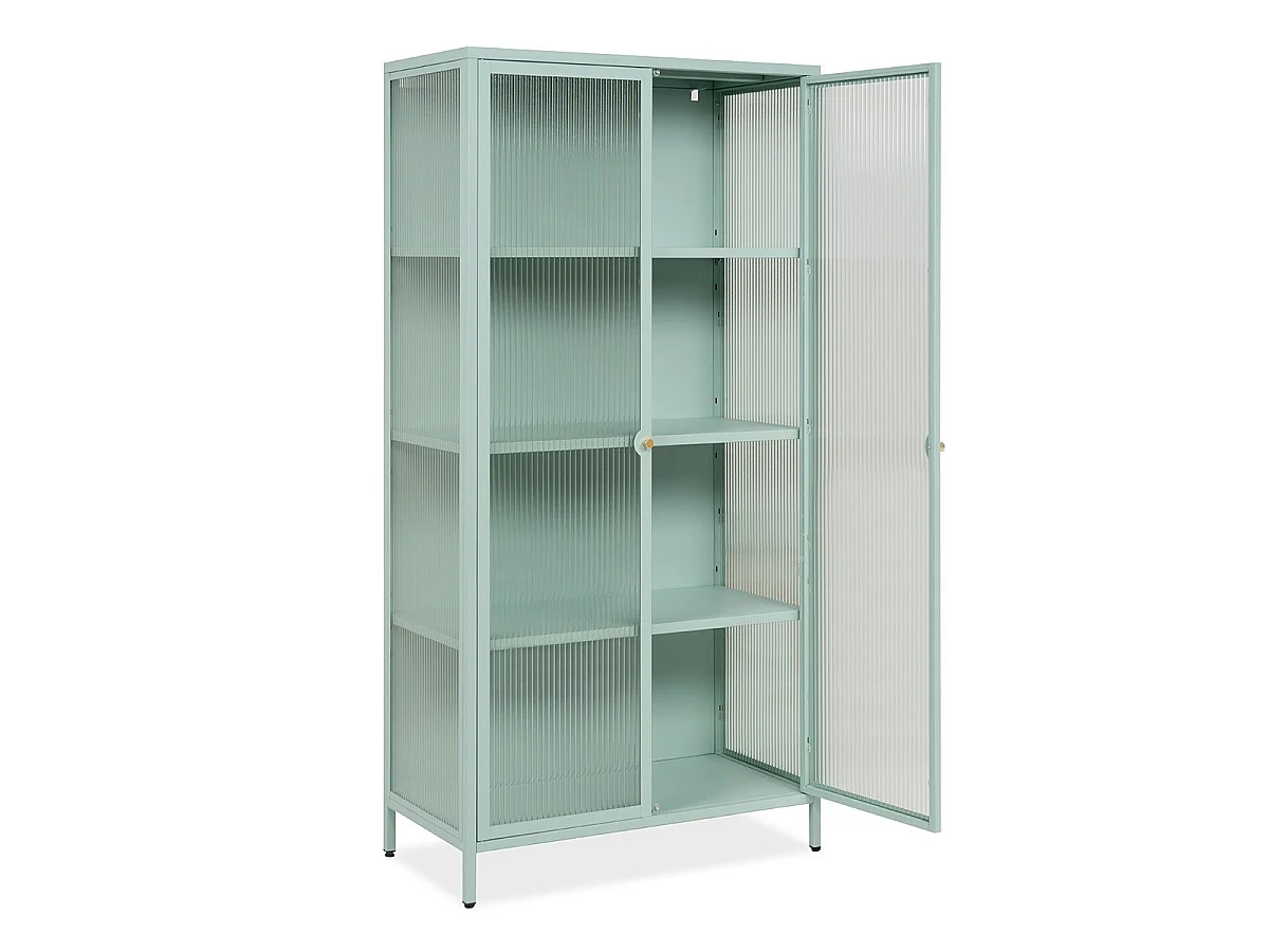 Witryna z 2 szklanymi drzwiami i 3 metalowymi półkami, szerokość 80 cm - MILTON