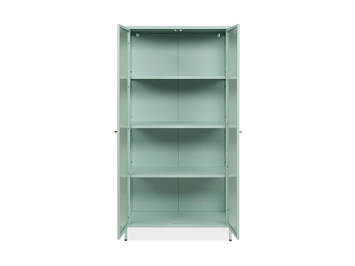 Witryna z 2 szklanymi drzwiami i 3 metalowymi półkami, szerokość 80 cm - MILTON
