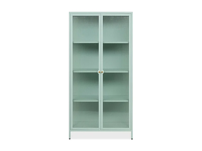 Vetrina in vetro scanalato temperato e acciaio laminato verde menta 2 ante Milton52A 80x40x160H