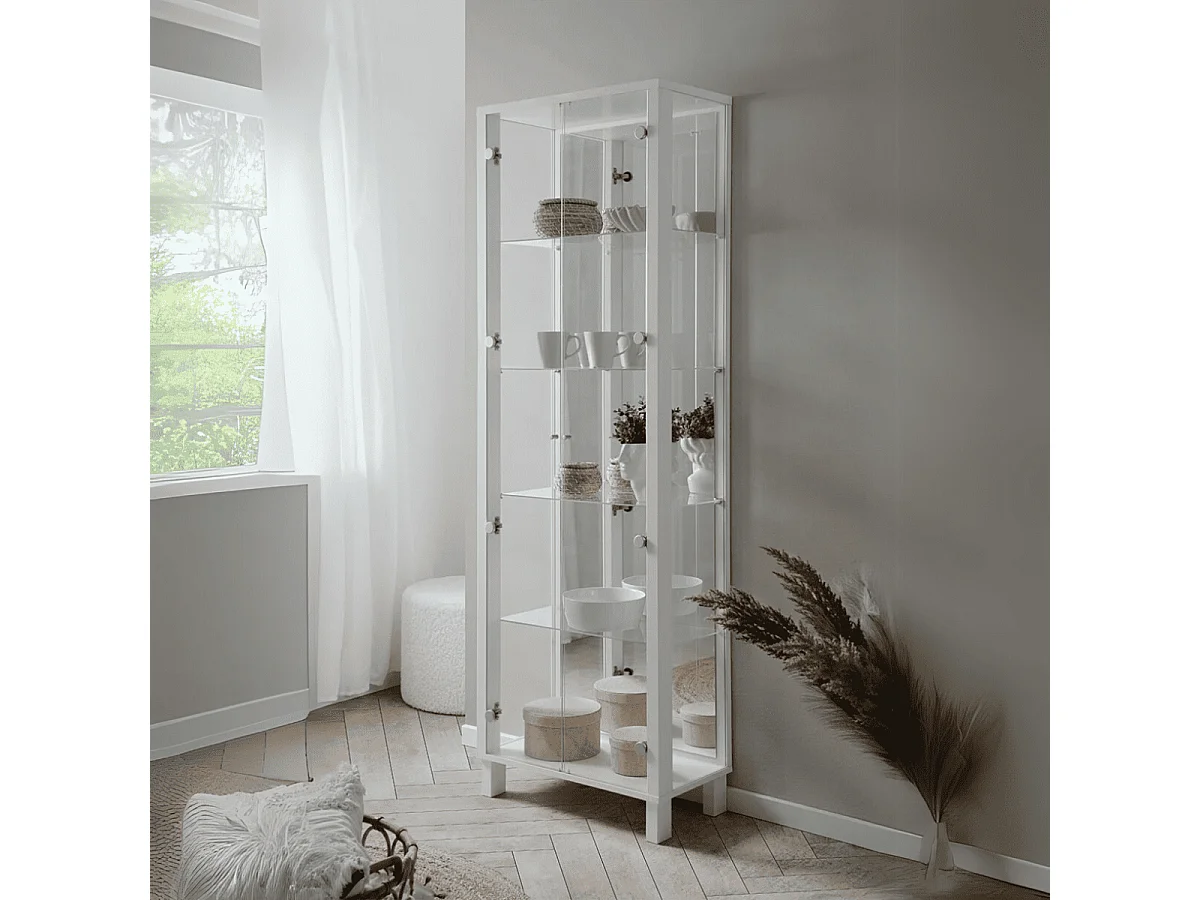 Vetrina colore bianco con 2 ante e 4 ripiani Albi52A 62x33x189H