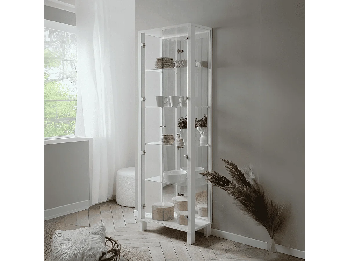 Vetrina colore bianco con 2 ante e 4 ripiani Albi52A 62x33x189H