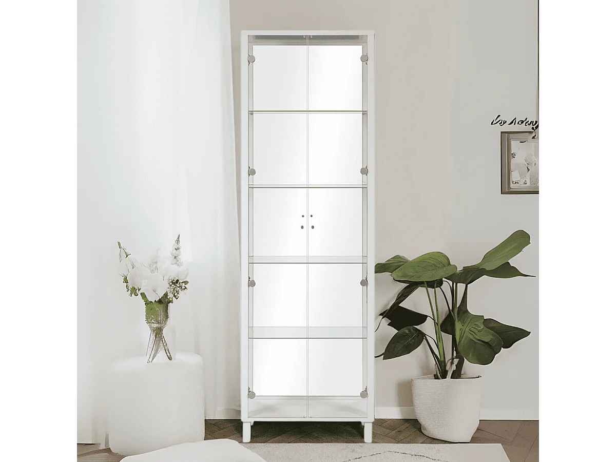 Vetrina colore bianco con 2 ante e 4 ripiani Albi52A 62x33x189H