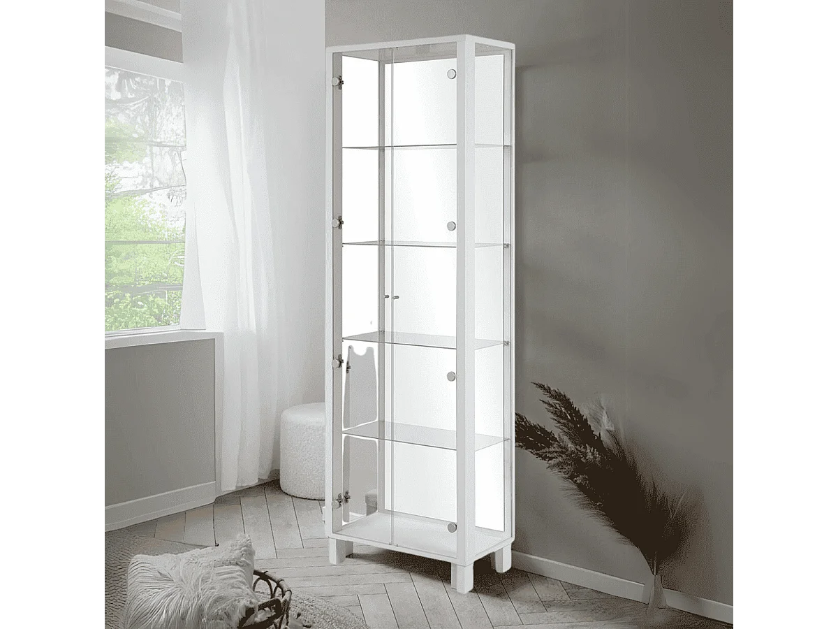 Vetrina colore bianco con 2 ante e 4 ripiani Albi52A 62x33x189H