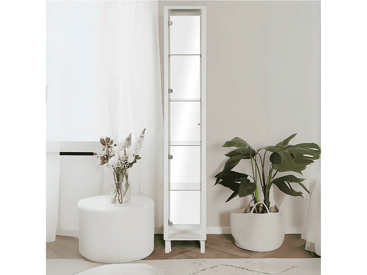 Vetrina colore bianco con anta e 4 ripiani Albi52A 33x33x189H