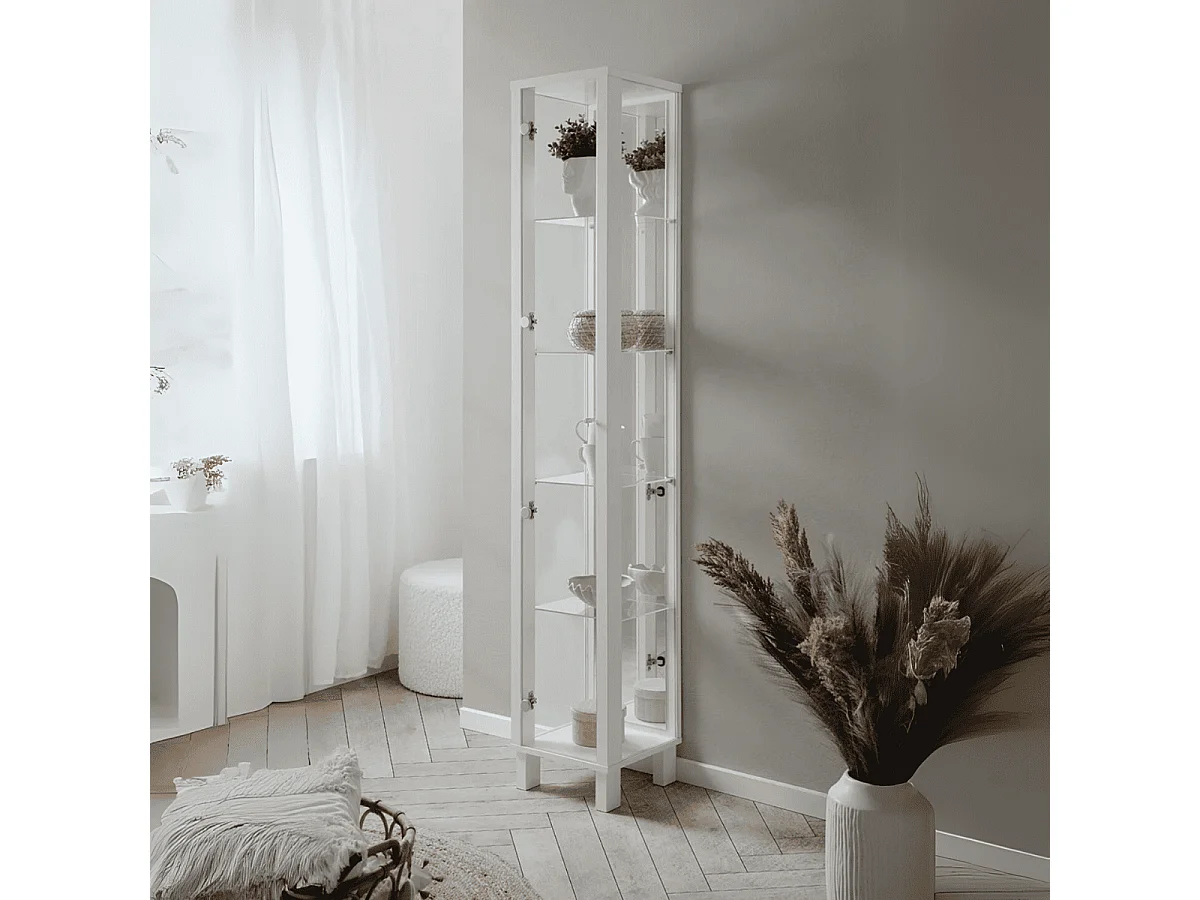 Vetrina colore bianco con anta e 4 ripiani Albi52A 33x33x189H