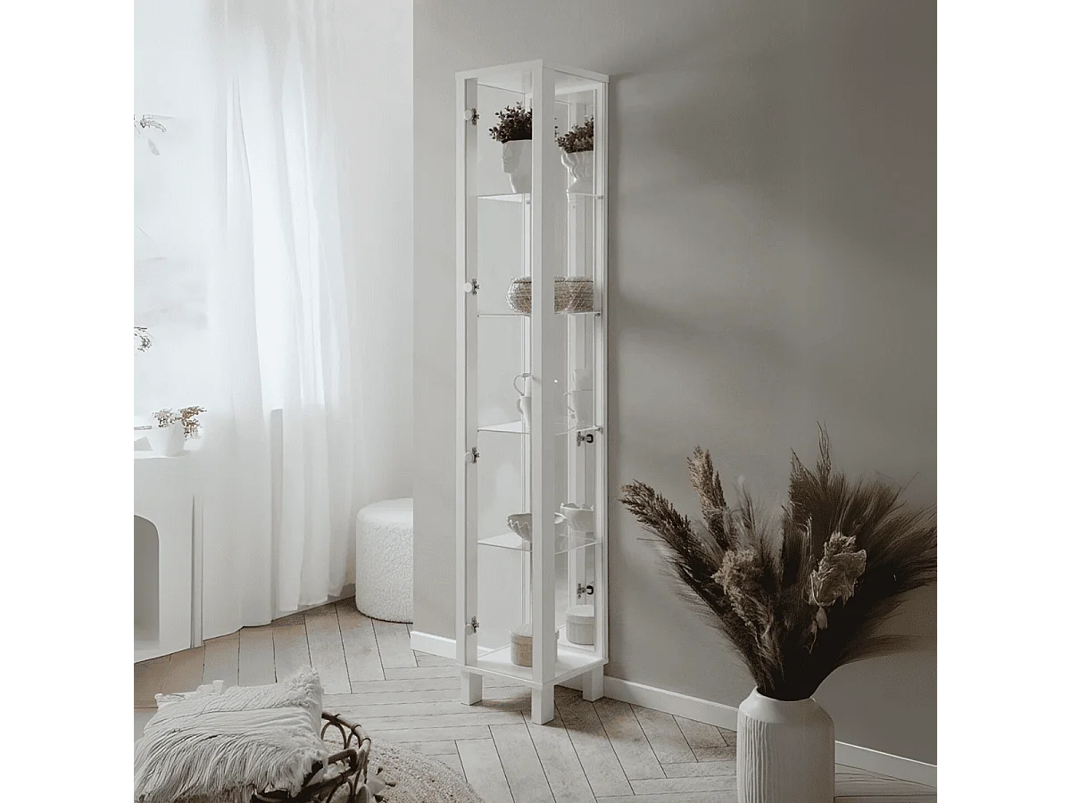 Vetrina colore bianco con anta e 4 ripiani Albi52A 33x33x189H
