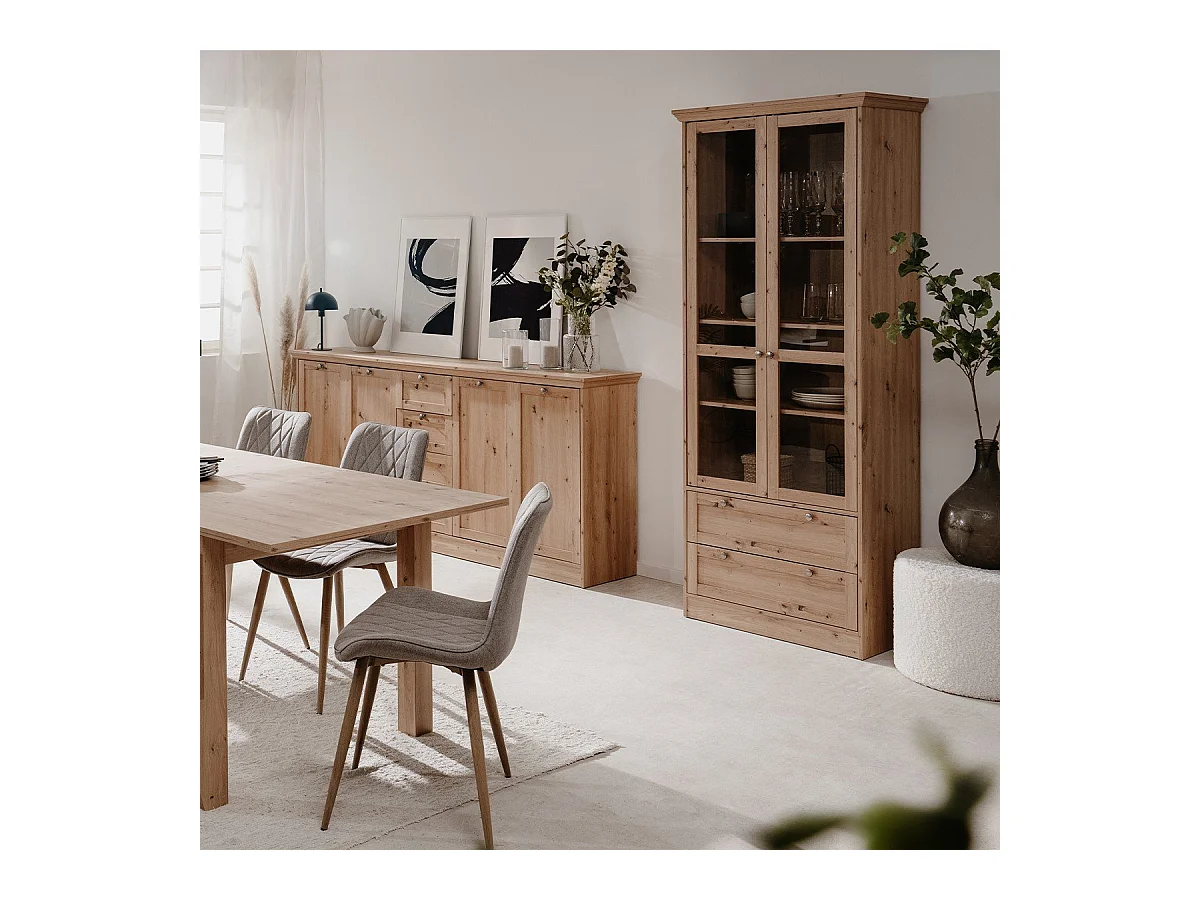 Vetrina 2 ante e 2 cassetti rovere anticato Timber52A 80x45x200H Il fascino del legno naturale nella tua casa