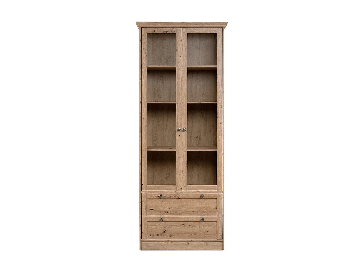 Vitrine avec 2 portes vitrées et 2 tiroirs L80 cm - TIMBER