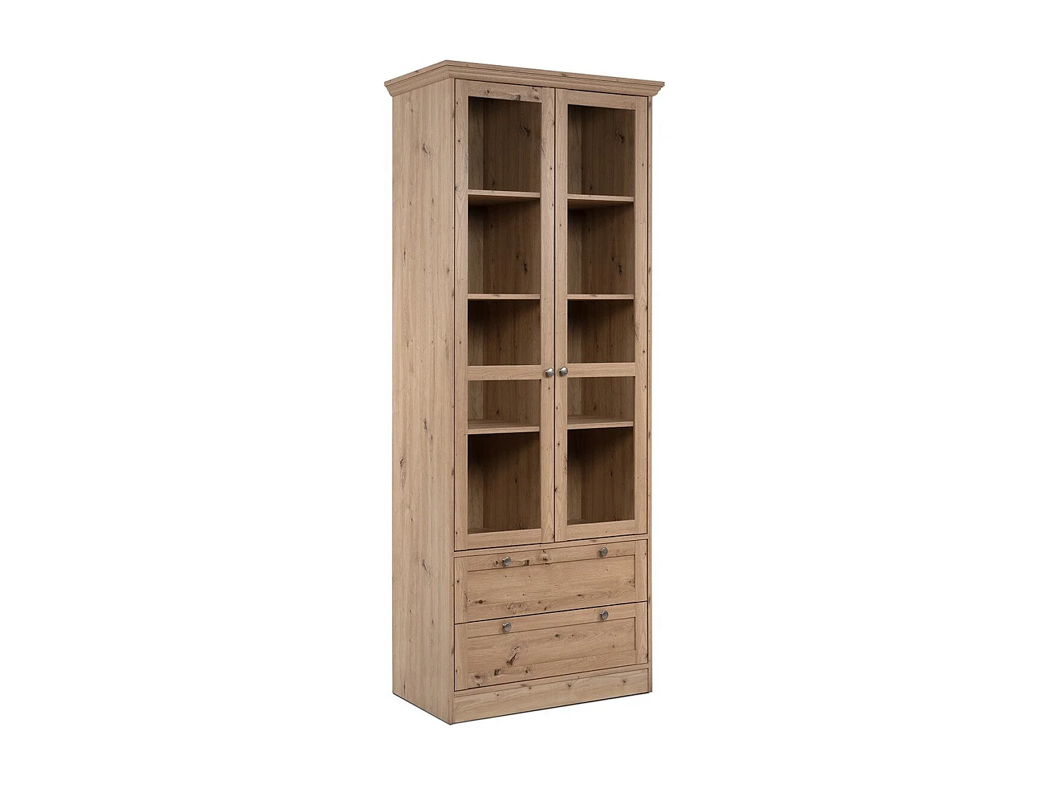 Vitrine avec 2 portes vitrées et 2 tiroirs L80 cm - TIMBER