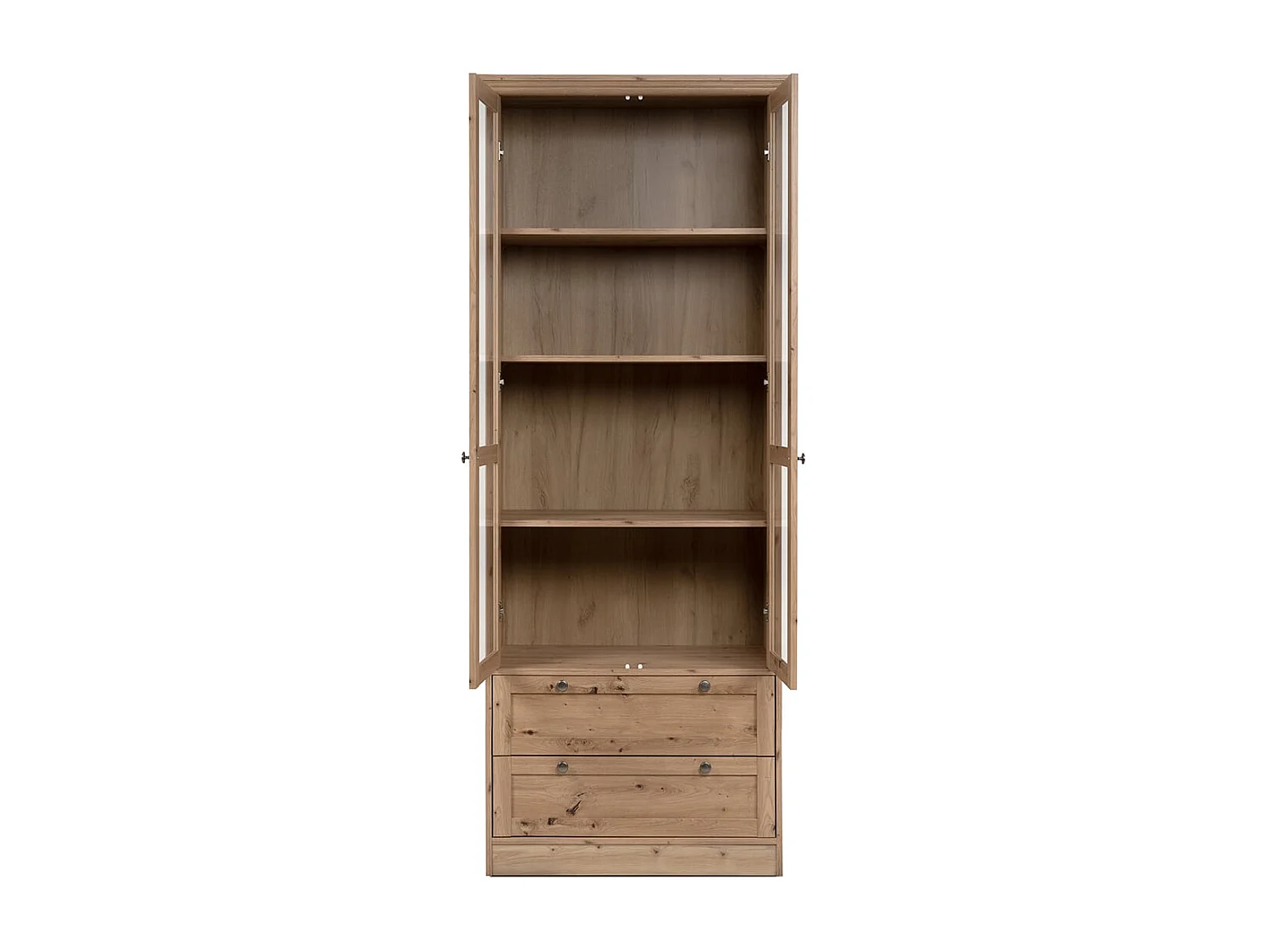 Vitrine avec 2 portes vitrées et 2 tiroirs L80 cm - TIMBER